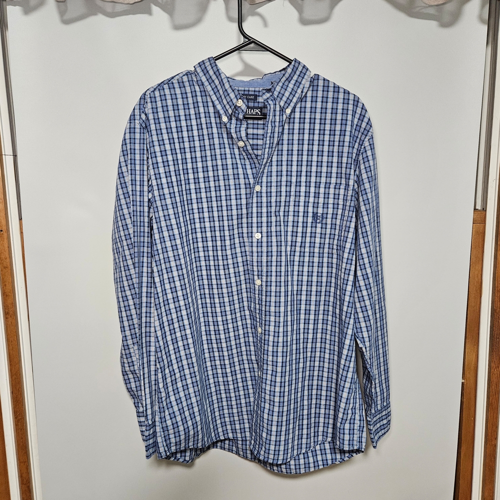 Chaps EUC Men's Blue Plaid Shirt • Size L